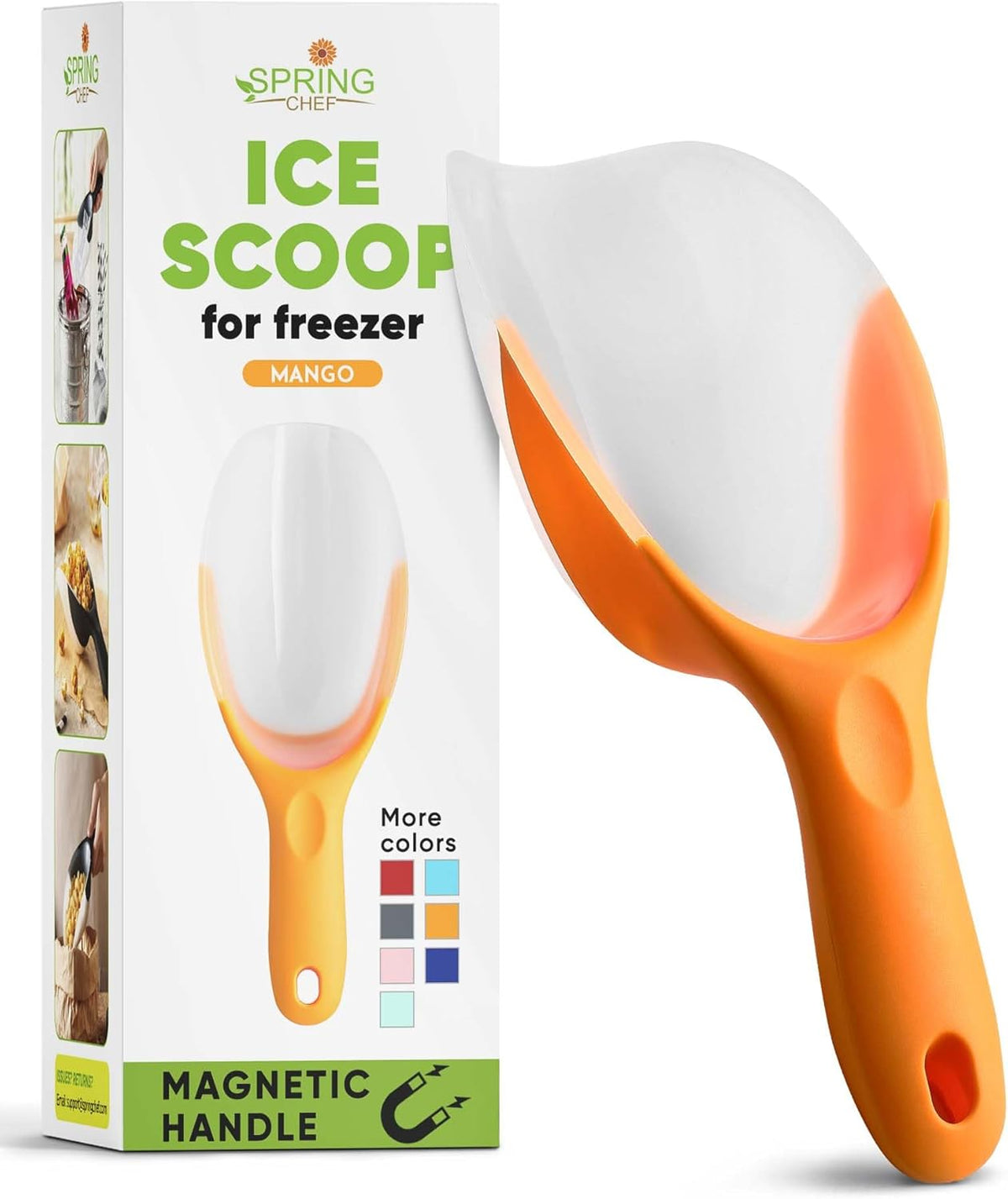 Magnetic Ice Scoop for Freezer, BPA-Free Food Scooper, Black