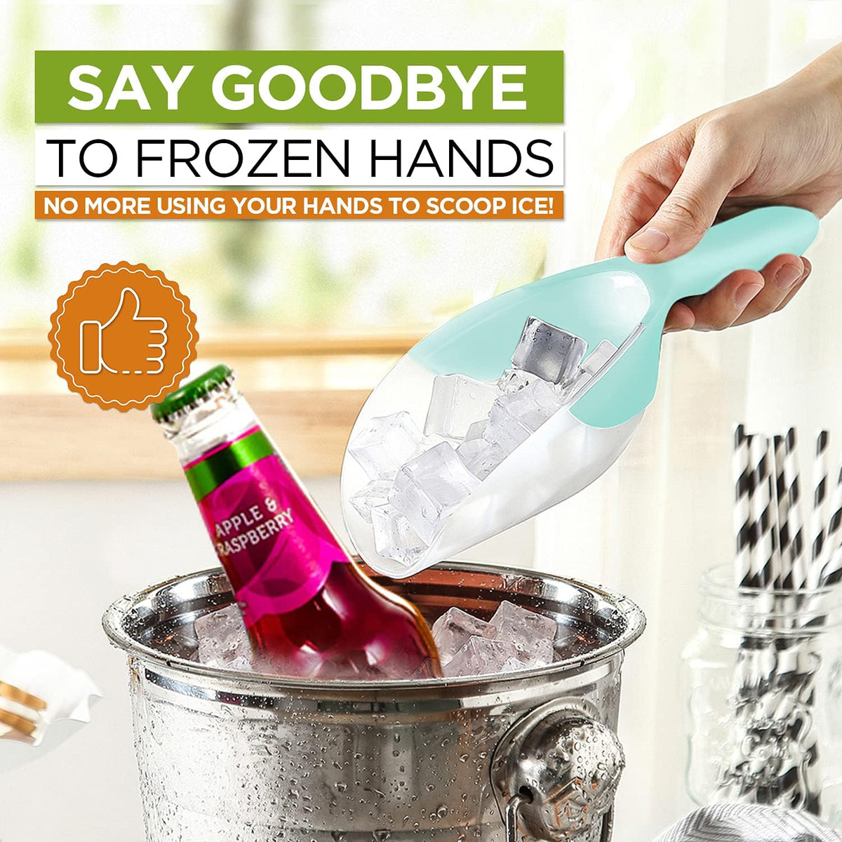 Magnetic Ice Scoop for Freezer, BPA-Free Food Scooper, Black