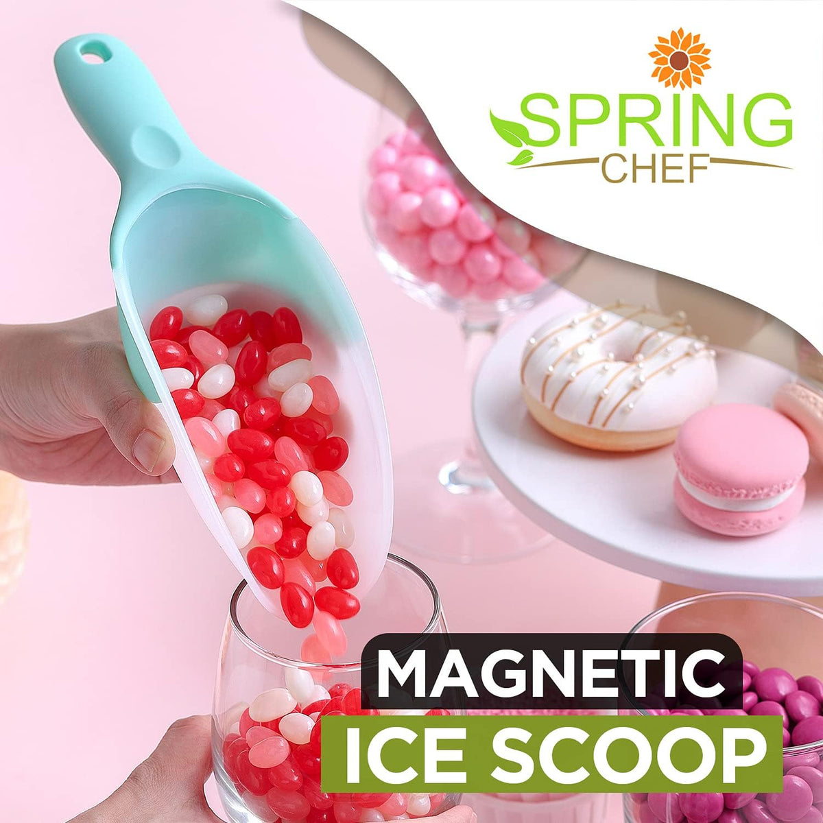 Magnetic Ice Scoop for Freezer, BPA-Free Food Scooper, Black