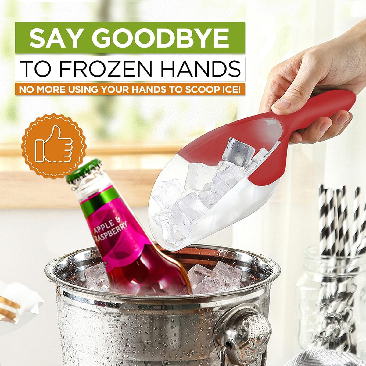 Magnetic Ice Scoop for Freezer, BPA-Free Food Scooper, Black