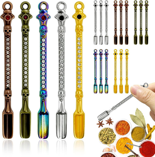 20Pcs Mini Spoons, Tiny Shovel Spoon, 5 color | Tableware Charm for Coffee, Sugar and Spices, Mini Pendant Spoon Necklace Charms, Keychain Accessories