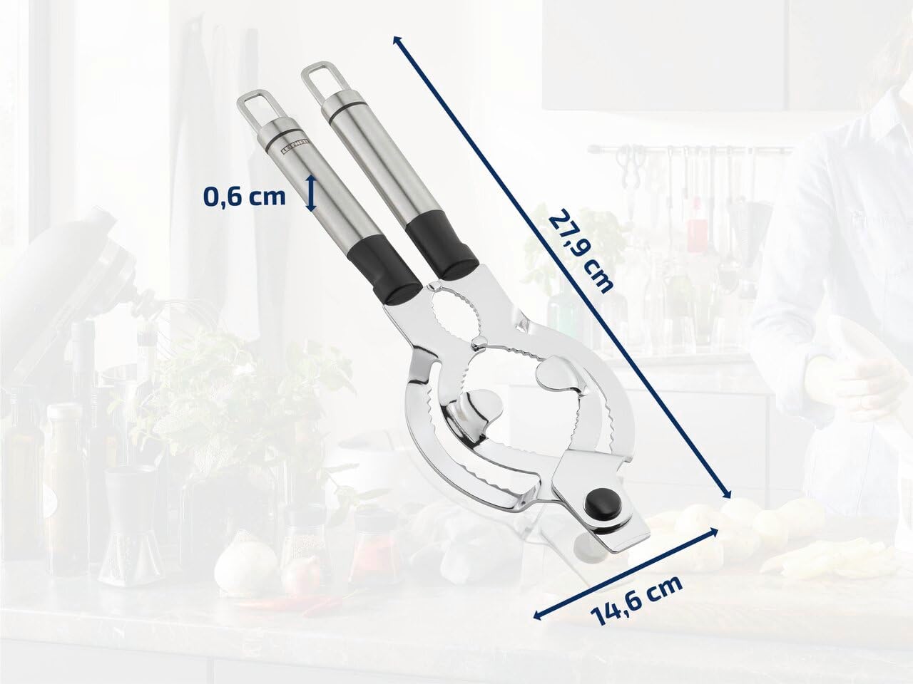 Extra Wide Stainless Steel Lid and Jar Opener | Anti-Slip Grip with Oval Handles for Arthritis | Heavy-Duty Steel Teeth for Easy Jar Opening | Dishwasher Safe | 11 x 5.75 x 0.25 in