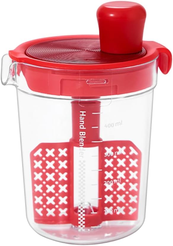 Salad Dressing Mixer Bottle, 500ML Egg Filter Mixing Cup Manual Sauce Shaker Bottle with Scale for Egg, Batter, Salad Dressing