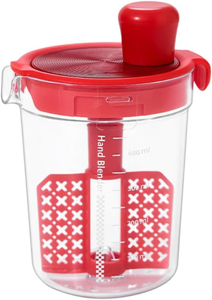 Salad Dressing Mixer Bottle, 500ML Egg Filter Mixing Cup Manual Sauce Shaker Bottle with Scale for Egg, Batter, Salad Dressing