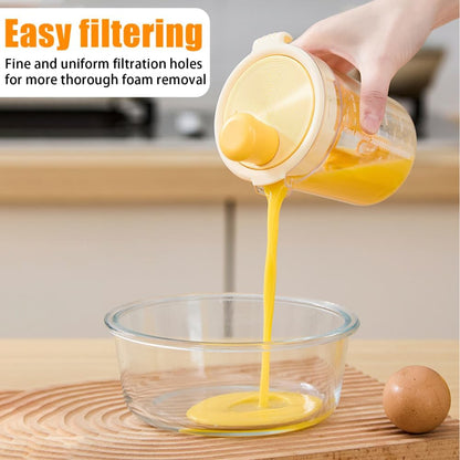Salad Dressing Mixer Bottle, 500ML Egg Filter Mixing Cup Manual Sauce Shaker Bottle with Scale for Egg, Batter, Salad Dressing