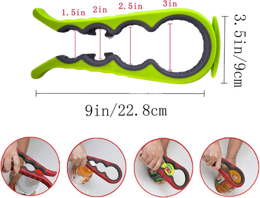 5-in-1 Jar Opener whit Beer bottle opener for Weak Hands,Non-slip Easy Grip Can Opener,Used to remove stubborn LIDS (Green)