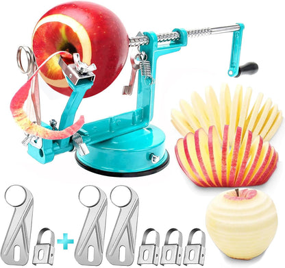 Apple Peeler Corer, Long lasting Chrome Cast Magnesium Alloy Apple Peeler Slicer Corer with Stainless Steel Blades and Powerful Suction Base for Apples and Potatoes(Red)