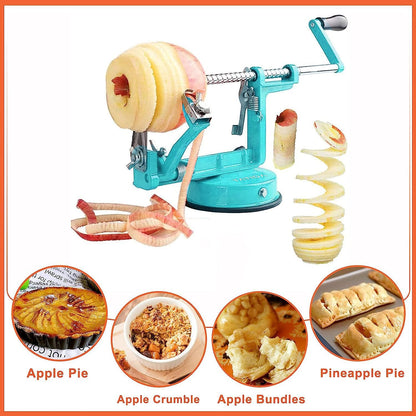 Apple Peeler Corer, Long lasting Chrome Cast Magnesium Alloy Apple Peeler Slicer Corer with Stainless Steel Blades and Powerful Suction Base for Apples and Potatoes(Red)