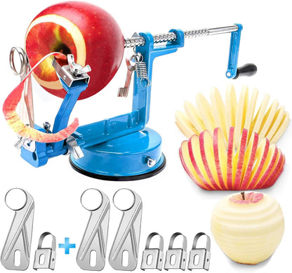 Apple Peeler Corer, Long lasting Chrome Cast Magnesium Alloy Apple Peeler Slicer Corer with Stainless Steel Blades and Powerful Suction Base for Apples and Potatoes(Red)
