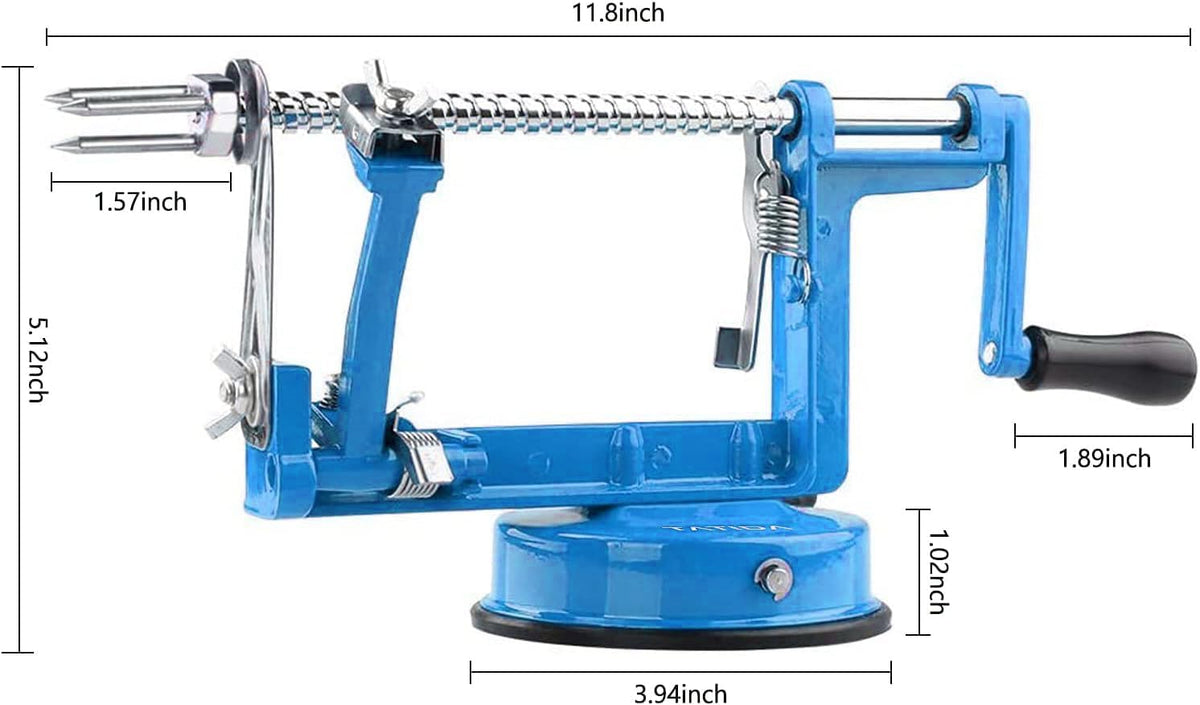 Apple Peeler Corer, Long lasting Chrome Cast Magnesium Alloy Apple Peeler Slicer Corer with Stainless Steel Blades and Powerful Suction Base for Apples and Potatoes(Red)