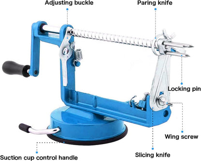 Apple Peeler Corer, Long lasting Chrome Cast Magnesium Alloy Apple Peeler Slicer Corer with Stainless Steel Blades and Powerful Suction Base for Apples and Potatoes(Red)