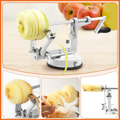 Apple Peeler Corer, Long lasting Chrome Cast Magnesium Alloy Apple Peeler Slicer Corer with Stainless Steel Blades and Powerful Suction Base for Apples and Potatoes(Red)