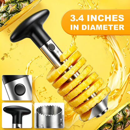Pineapple Corer and Slicer, Stainless Steel Pineapple Cutter and Corer, Upgraded Pineapple Peeler and Apple Corer Tool with Pineapple Core Remover for Corer Tool Kitchen (Black)