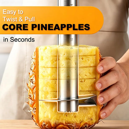 Pineapple Corer and Slicer, Stainless Steel Pineapple Cutter and Corer, Upgraded Pineapple Peeler and Apple Corer Tool with Pineapple Core Remover for Corer Tool Kitchen (Black)