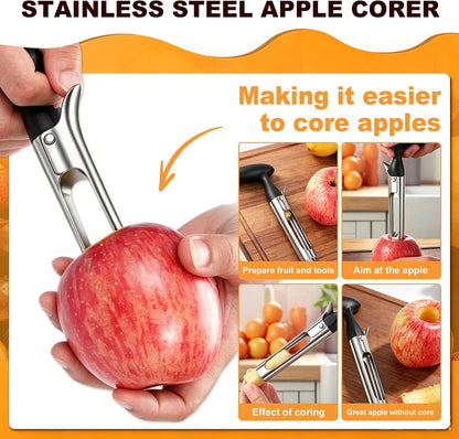 Pineapple Corer and Slicer, Stainless Steel Pineapple Cutter and Corer, Upgraded Pineapple Peeler and Apple Corer Tool with Pineapple Core Remover for Corer Tool Kitchen (Black)