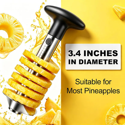 Pineapple Corer and Slicer, Stainless Steel Pineapple Cutter and Corer, Upgraded Pineapple Peeler and Apple Corer Tool with Pineapple Core Remover for Corer Tool Kitchen (Black)