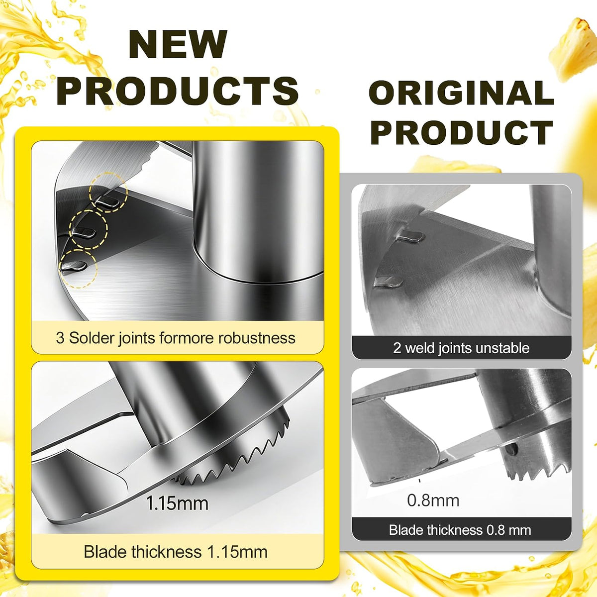 Pineapple Corer and Slicer, Stainless Steel Pineapple Cutter and Corer, Upgraded Pineapple Peeler and Apple Corer Tool with Pineapple Core Remover for Corer Tool Kitchen (Black)