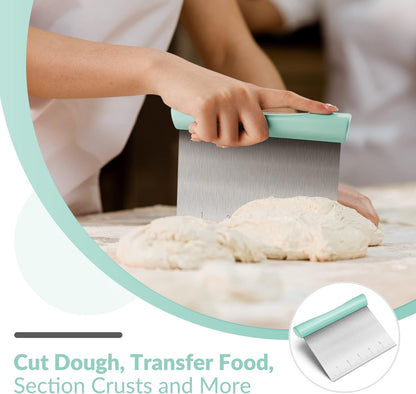 Bench Scraper, Stainless Steel Dough Scraper, Pastry Scraper, Pizza and Dough Cutter Multi-Purpose Scraper/Chopper, Pizza Cutter Food Chopper Baking Supplies Kitchen Gadgets, Black