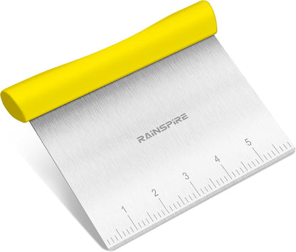 Bench Scraper, Stainless Steel Dough Scraper, Pastry Scraper, Pizza and Dough Cutter Multi-Purpose Scraper/Chopper, Pizza Cutter Food Chopper Baking Supplies Kitchen Gadgets, Black