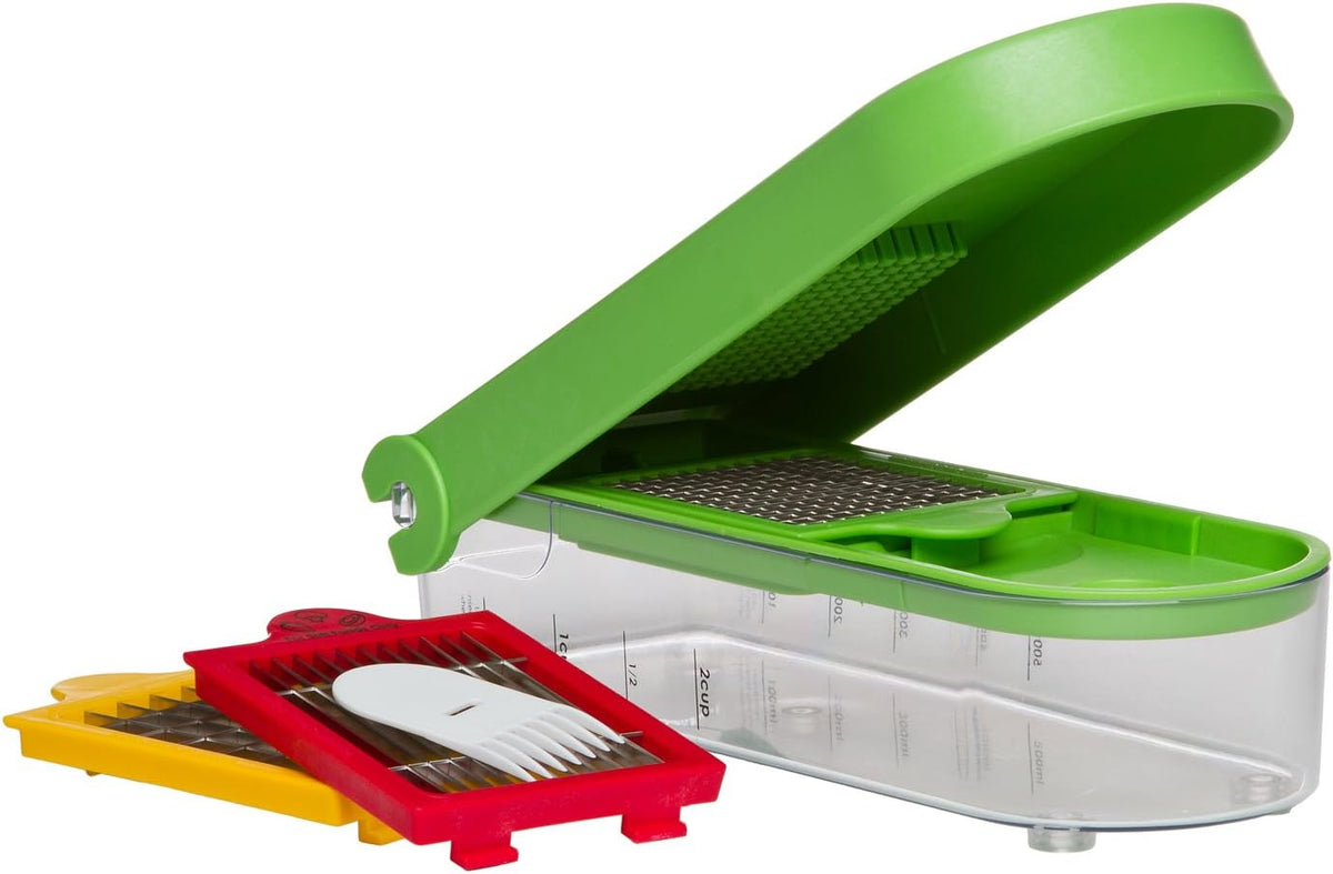 3-Blade Dice & Slice Chopper – Multi-Function Vegetable and Fruit Cutter, Easy to Use, Stainless Steel Blades, BPA-Free