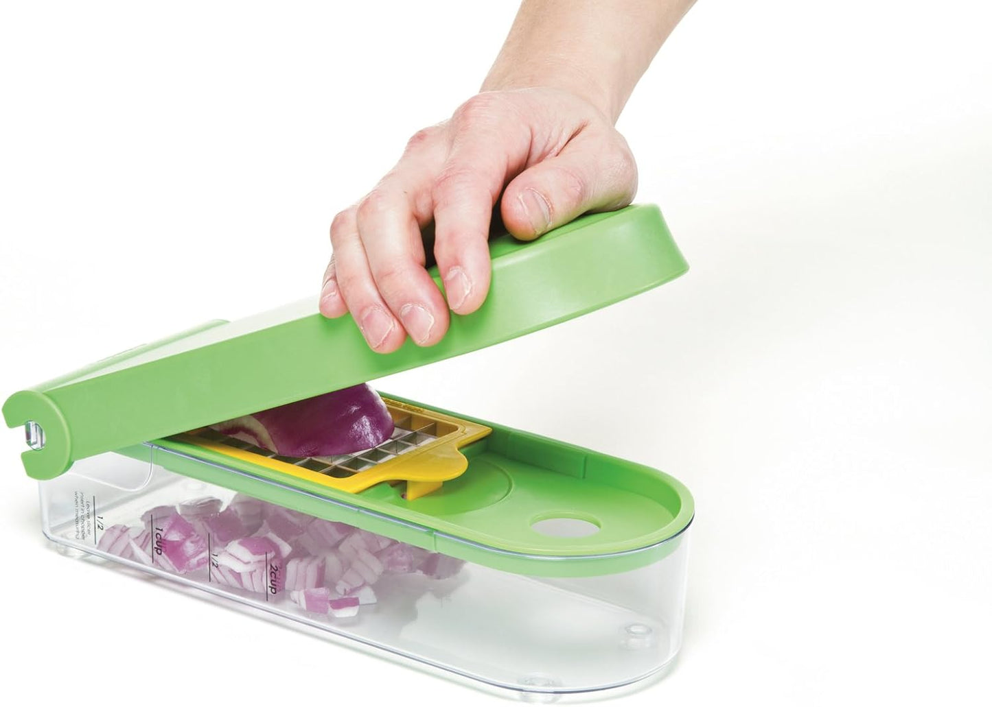 3-Blade Dice & Slice Chopper – Multi-Function Vegetable and Fruit Cutter, Easy to Use, Stainless Steel Blades, BPA-Free