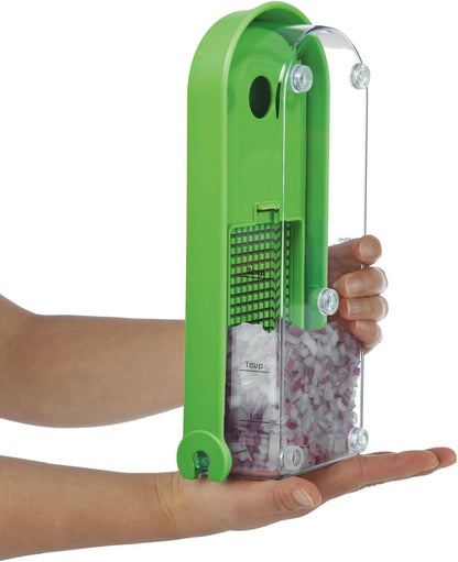 3-Blade Dice & Slice Chopper – Multi-Function Vegetable and Fruit Cutter, Easy to Use, Stainless Steel Blades, BPA-Free