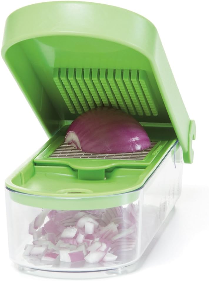 3-Blade Dice & Slice Chopper – Multi-Function Vegetable and Fruit Cutter, Easy to Use, Stainless Steel Blades, BPA-Free