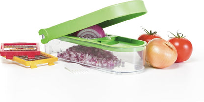 3-Blade Dice & Slice Chopper – Multi-Function Vegetable and Fruit Cutter, Easy to Use, Stainless Steel Blades, BPA-Free