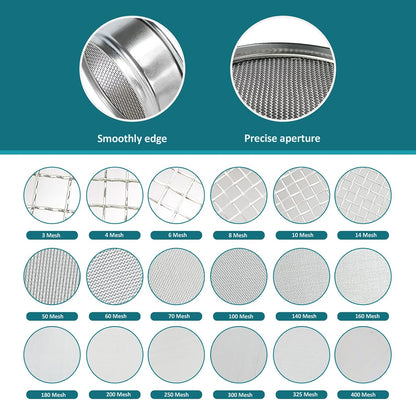 304 Stainless Steel Mesh Lab Sieve, 325 Mesh (0.045mm) Aperture Test Sieve, 4inch(10cm) Economy Standard Analysis Sample Test Sieves for Industrial Laboratory Homes - Colors B