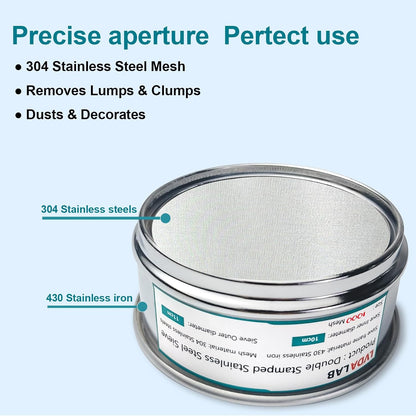 304 Stainless Steel Mesh Lab Sieve, 325 Mesh (0.045mm) Aperture Test Sieve, 4inch(10cm) Economy Standard Analysis Sample Test Sieves for Industrial Laboratory Homes - Colors B