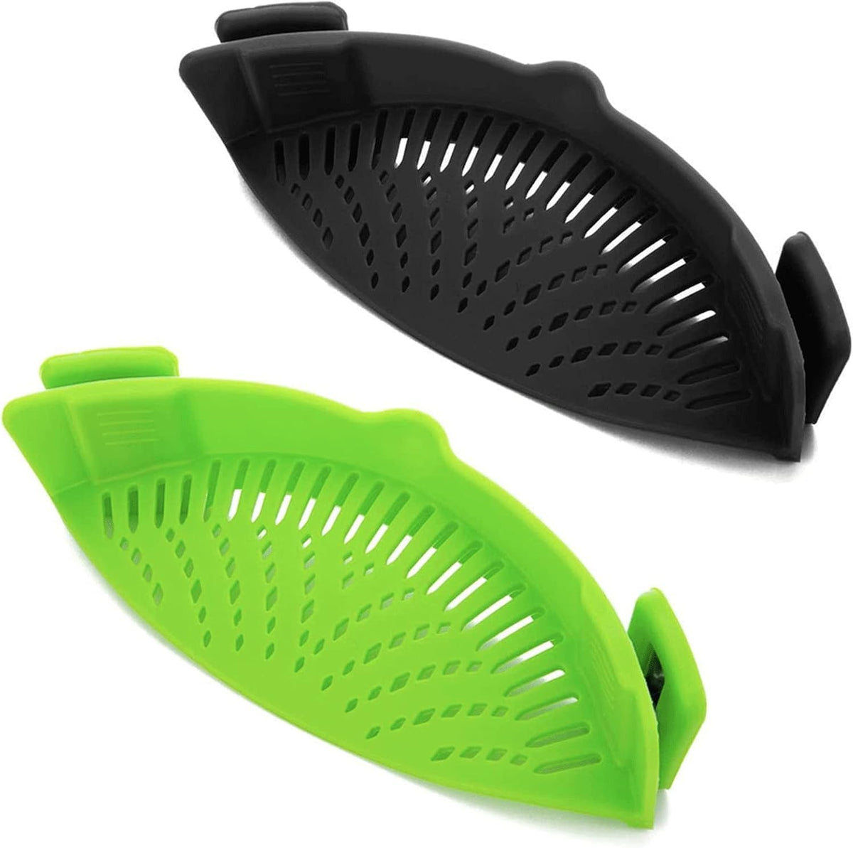 Silicone clip-on strainer for all pots and pans, clip-on food strainer for meat, vegetables, fruits and pasta strainer, heat resistant, kitchen gadget, colander (2)