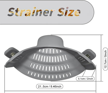 Silicone clip-on strainer for all pots and pans, clip-on food strainer for meat, vegetables, fruits and pasta strainer, heat resistant, kitchen gadget, colander (2)