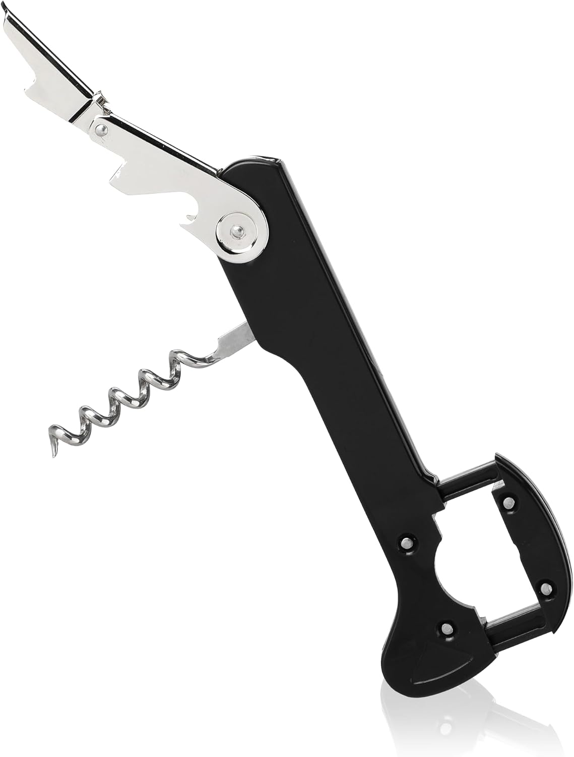 Recoil Waiters Corkscrew Wine Opener, Durable Stainless Steel with Built-in Bottle Opener and 4-Wheel Foil Cutter for Bartenders, Home Bar, Kitchen, Outdoor Party, Gifts for Wine Lovers, Set of 1