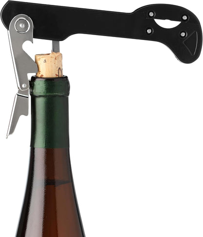 Recoil Waiters Corkscrew Wine Opener, Durable Stainless Steel with Built-in Bottle Opener and 4-Wheel Foil Cutter for Bartenders, Home Bar, Kitchen, Outdoor Party, Gifts for Wine Lovers, Set of 1
