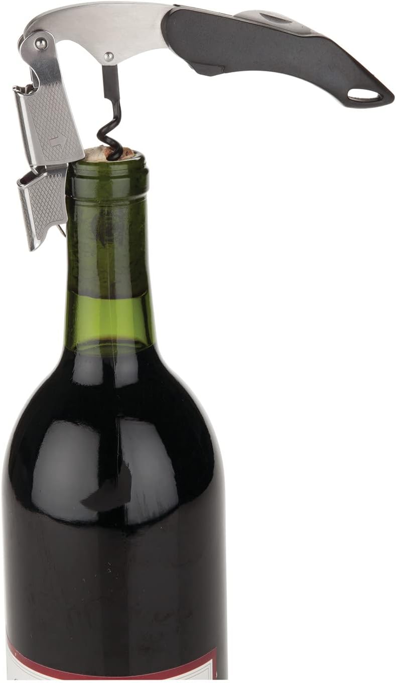 Recoil Waiters Corkscrew Wine Opener, Durable Stainless Steel with Built-in Bottle Opener and 4-Wheel Foil Cutter for Bartenders, Home Bar, Kitchen, Outdoor Party, Gifts for Wine Lovers, Set of 1