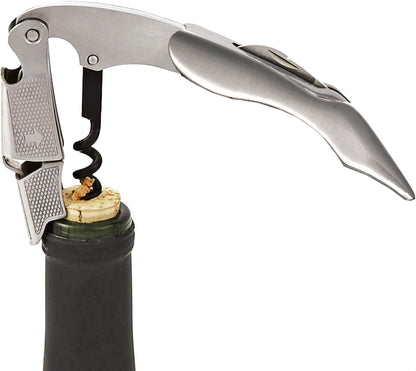 Recoil Waiters Corkscrew Wine Opener, Durable Stainless Steel with Built-in Bottle Opener and 4-Wheel Foil Cutter for Bartenders, Home Bar, Kitchen, Outdoor Party, Gifts for Wine Lovers, Set of 1
