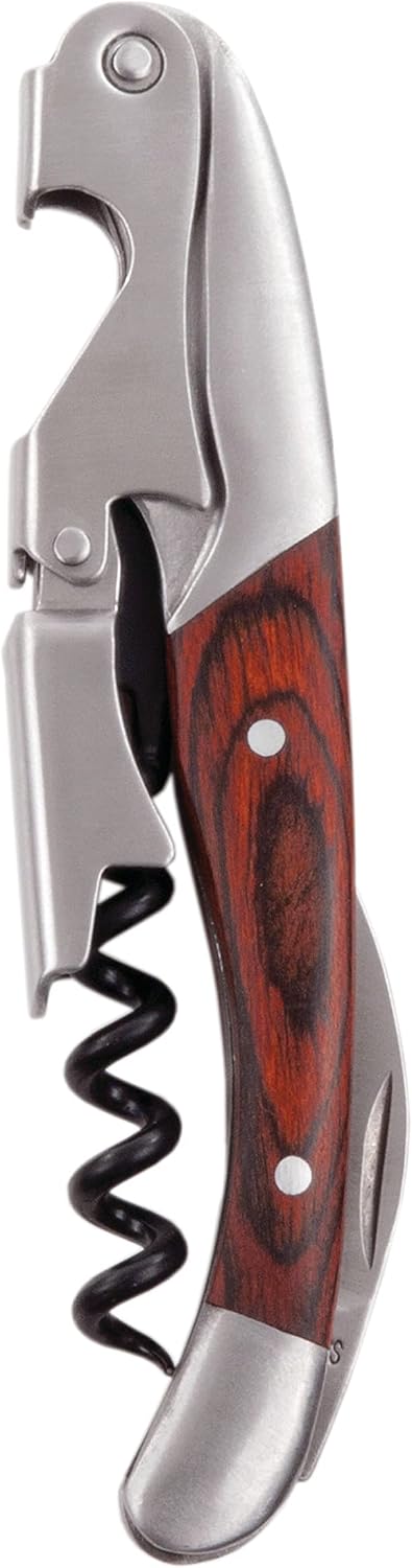 Recoil Waiters Corkscrew Wine Opener, Durable Stainless Steel with Built-in Bottle Opener and 4-Wheel Foil Cutter for Bartenders, Home Bar, Kitchen, Outdoor Party, Gifts for Wine Lovers, Set of 1