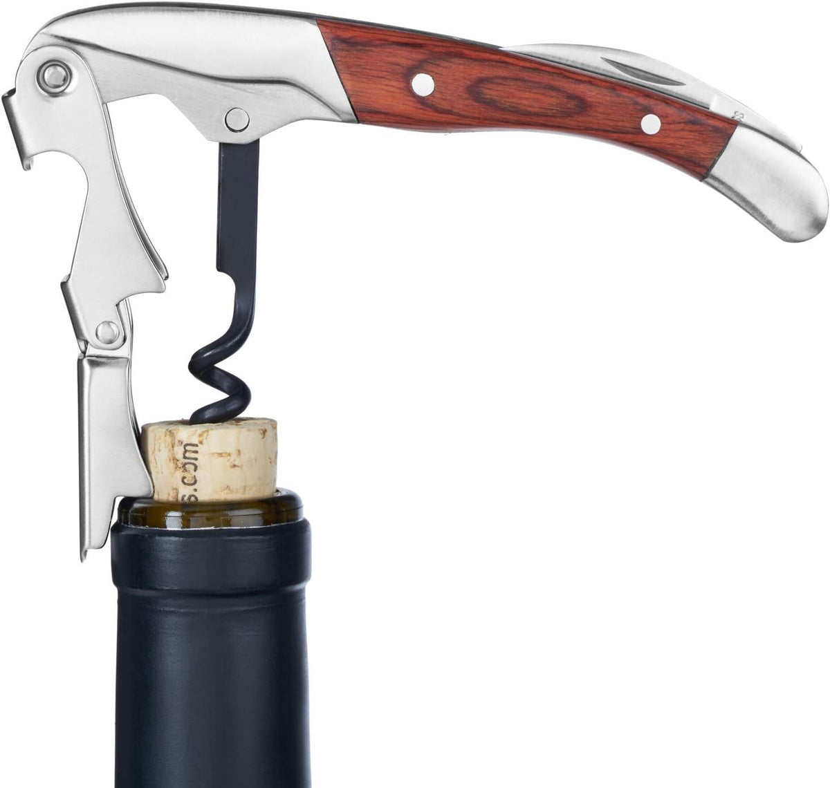 Recoil Waiters Corkscrew Wine Opener, Durable Stainless Steel with Built-in Bottle Opener and 4-Wheel Foil Cutter for Bartenders, Home Bar, Kitchen, Outdoor Party, Gifts for Wine Lovers, Set of 1