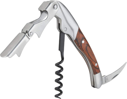 Recoil Waiters Corkscrew Wine Opener, Durable Stainless Steel with Built-in Bottle Opener and 4-Wheel Foil Cutter for Bartenders, Home Bar, Kitchen, Outdoor Party, Gifts for Wine Lovers, Set of 1