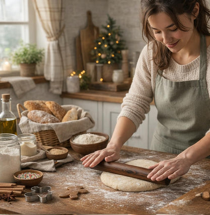 17.1 Inch Straight Rolling Pin – Smooth One-Piece Wooden Dough Roller for Baking, Cookies, Pizza Dough & Pastry
