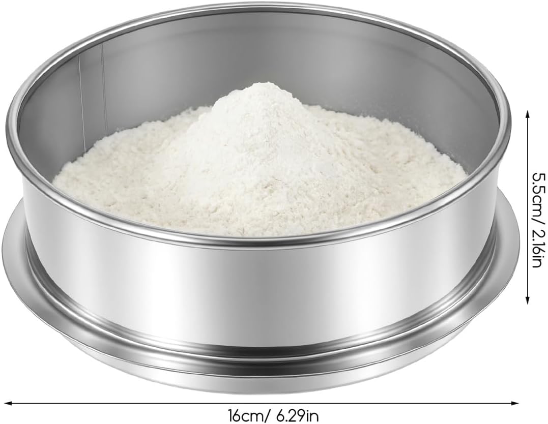 Fine Mesh Strainer 100 Mesh Round Flour Sifter 6 Inch Stainless Steel Ceramic Glaze Filter for Baking Straining Powdering Pottery Slurry