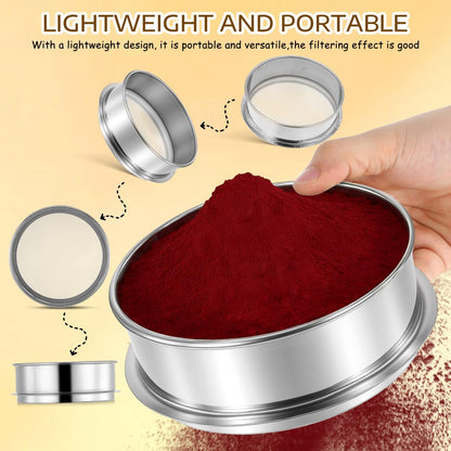 Fine Mesh Strainer 100 Mesh Round Flour Sifter 6 Inch Stainless Steel Ceramic Glaze Filter for Baking Straining Powdering Pottery Slurry