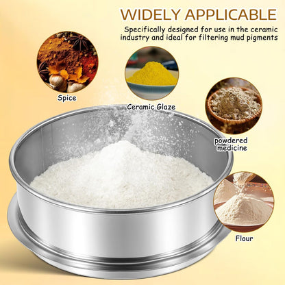 Fine Mesh Strainer 100 Mesh Round Flour Sifter 6 Inch Stainless Steel Ceramic Glaze Filter for Baking Straining Powdering Pottery Slurry