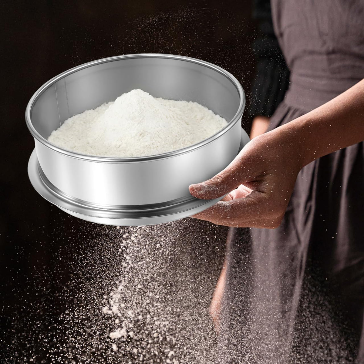 Fine Mesh Strainer 100 Mesh Round Flour Sifter 6 Inch Stainless Steel Ceramic Glaze Filter for Baking Straining Powdering Pottery Slurry