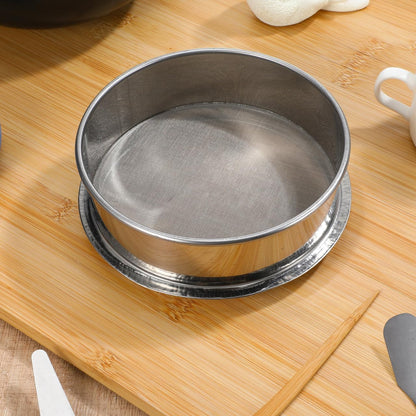 Fine Mesh Strainer 100 Mesh Round Flour Sifter 6 Inch Stainless Steel Ceramic Glaze Filter for Baking Straining Powdering Pottery Slurry
