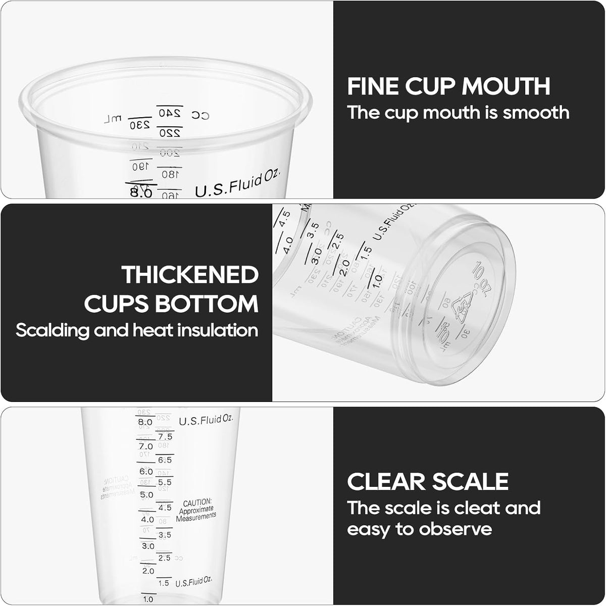 Plastic Measuring Cups 8OZ,100 PACK Disposable Mixing Cups with 100 Mixing Sticks,Paint Graduated Measuring Tumblers for Epoxy Resin, Paint Mixing, Art DIY