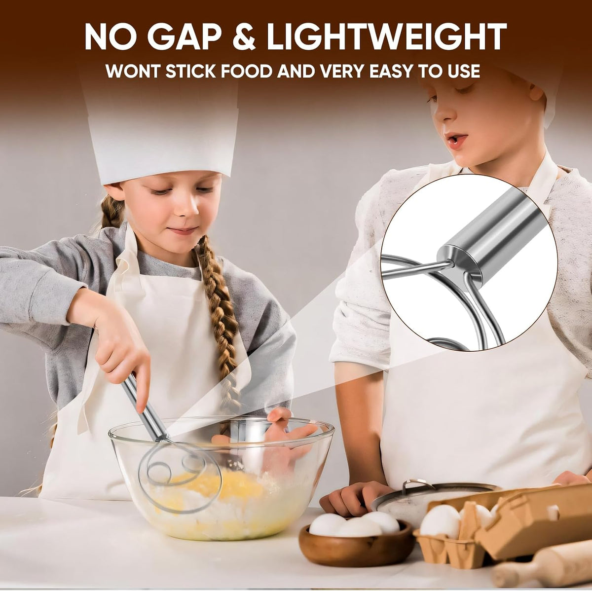 Danish Dough Whisk, Stainless Steel Wood Handle for Sourdough Bread