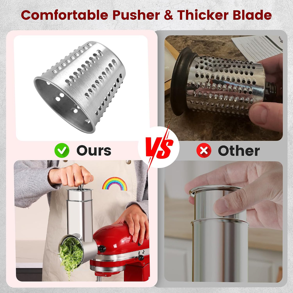 Stainless Steel Slicer Shredder Attachment for Kitchenaid Stand Mixers