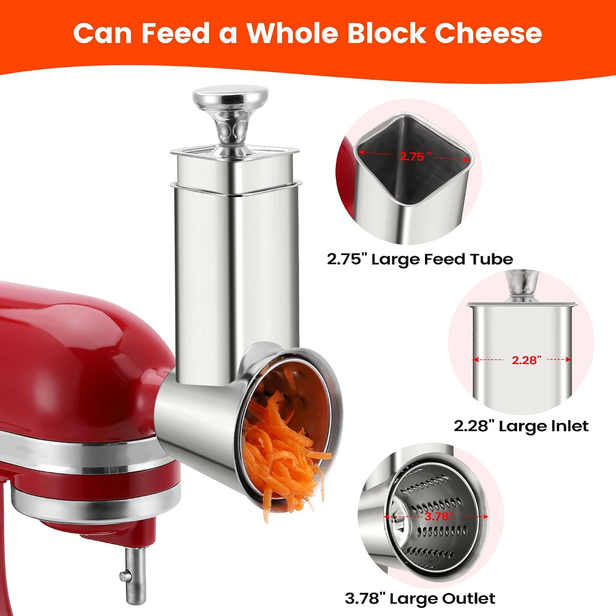 Stainless Steel Slicer Shredder Attachment for Kitchenaid Stand Mixers