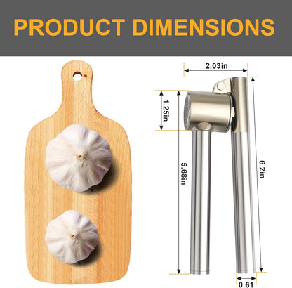 Garlic Press, 304 Stainless Steel Garlic Mincer & Crusher, Heavy Duty, Easy Squeeze, Rust Proof, Easy Clean